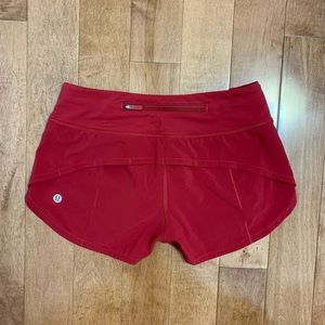 Lululemon Scarlet Red Speed Up Shorts 2.5